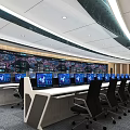 modern monitoring room command center hall 3d model