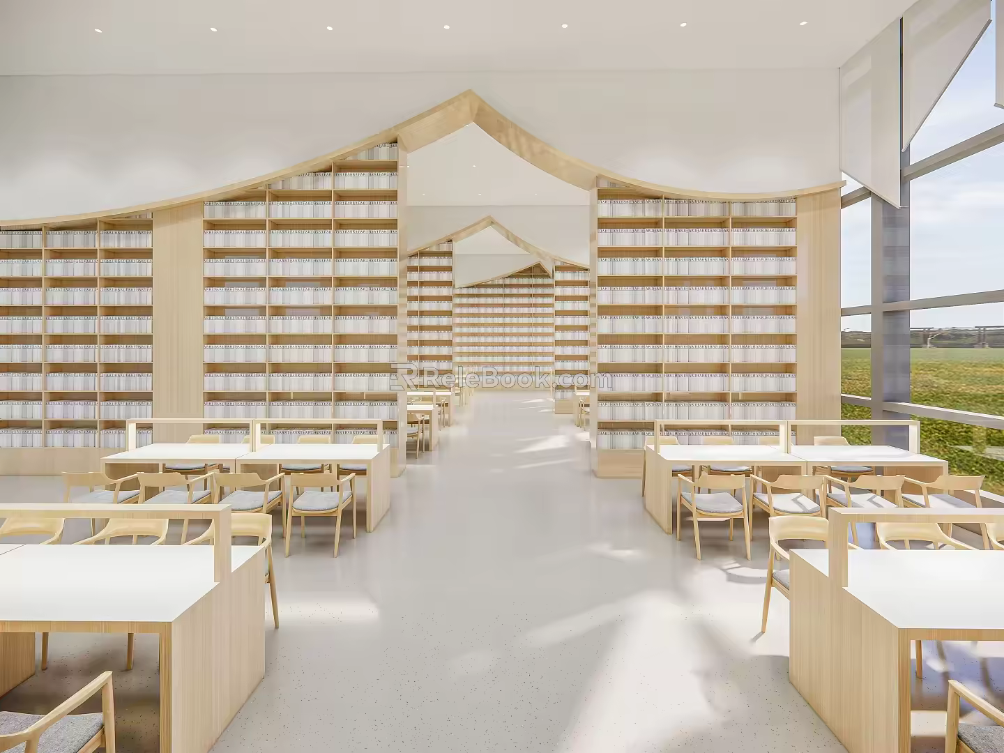 Modern Library Bookstore Book Bar 3d model