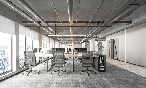 Open public office area Industrial LOFT public office area 3d model