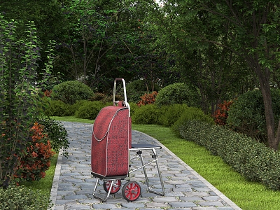 Modern retractable folding shopping cart cloth bag 3d model