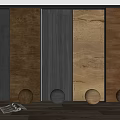 Wooden Wall Panels With Various Colors Wood Grain Textures Matching Bottom Spheres And Side Magazine