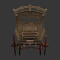 Traditional Wooden Horse-Drawn Carriage With Spoked Wheels Wooden Roof And Door Panels