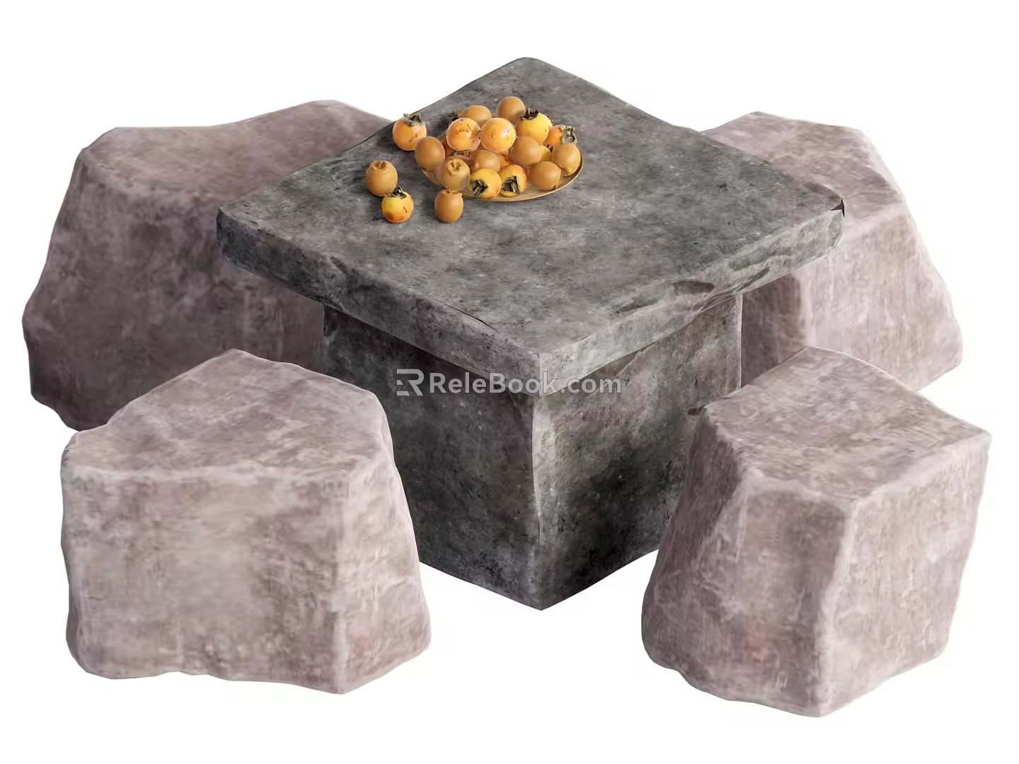 Stone table and chair combination 3d model