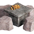 Stone table and chair combination 3d model