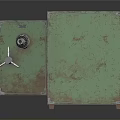 Rusty Green Safe With Open Door And Shelves Inside Vintage Design