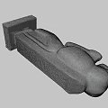 Ancient Egyptian Stone Statue With Raised Hands On Pedestal Base