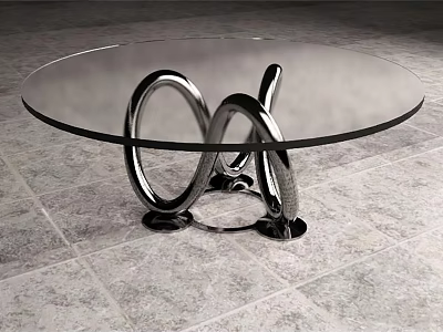 Modern Round Coffee Table With Glass Top And Silver Metal Unique Base Design 3d model