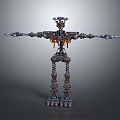 Mechanical Robot Character Design With Extended Arms And Detailed Legs