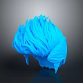 3D Blue Brain Organ With Hairy Fibrous Strands And Detailed Textured Surface