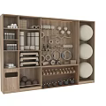 Organized Sports Equipment Storage On Wooden Shelves With Dumbbells Yoga Balls And Fitness Gear