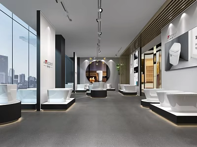 Modern Sanitary Ware Showroom Featuring Bathtubs Toilets Spacious Displays And Bright Lighting 3d model