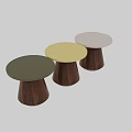 Modern Round Coffee Tables With Green Tabletop And Dark Brown Wooden Base