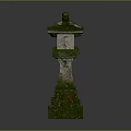 Moss Covered Traditional Japanese Stone Lanterns With Stone Bases And Classic Design