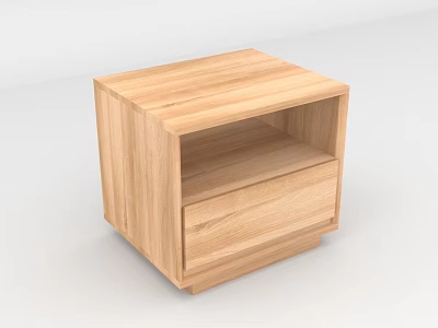 Light Wood Nightstand With Simple Modern Design Drawer And Open Shelf 3d model