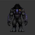 Game Movie Character Fantasy Monster With Furry Body Purple Markings And Orange Horns