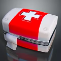 Red White First Aid Kit With Cross Symbol Portable Medical Emergency Equipment