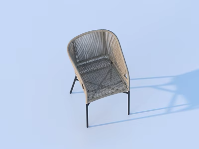 Modern Rattan Outdoor Leisure Chair With Beige Woven Design And Metal Frame 3d model