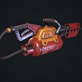 Industrial Pneumatic Jackhammer Tool With Red Orange Body Mechanical Handle And Hose For Construction Applications