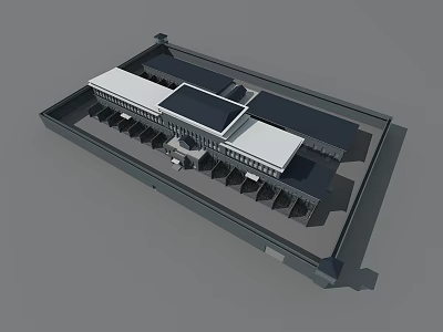 Detailed Architectural Building Model With Symmetric Layout And Flat Roof Design 3d model
