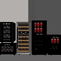 Modern Black Refrigerators and Freezers with Wine Cooler Beverage Storage for Kitchen