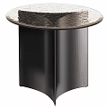 Modern Round Coffee Table With Textured Surface And Black Base Design