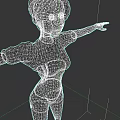 Stylish 3D Model Woman With Brown Hair Blue Top Black Shorts And White Arm Details