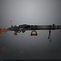 Modern Mechanical Weapon Featuring Red Components And Metal Stand Structure