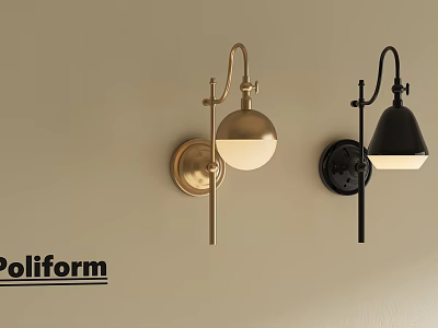 Poliform Modern Wall Lamps in Brass and Black Finish with Elegant Stylish Design 3d model