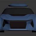 Blue Futuristic Concept Car With Sleek Body Silver Wheels And Roof Structure
