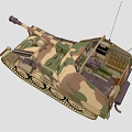 Military Vehicle With Camouflage Paint Tracks Cannon And Antenna Design