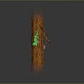 Vibrant Green And Blue Reptile Game Movie Character On Brown Branch With Small Twig