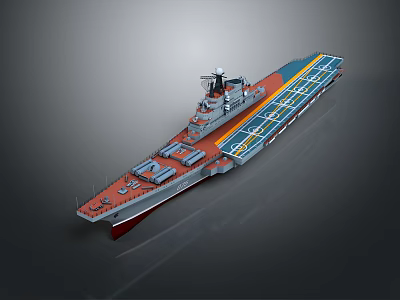 Aircraft Carrier 3D Model With Colorful Deck Design And Command Tower Equipment Details 3d model