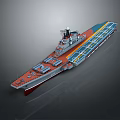 Aircraft Carrier 3D Model With Colorful Deck Design And Command Tower Equipment Details