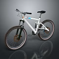 White Frame Mountain Bike With Black Seat Handlebars And Wide Tires For Riding