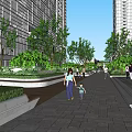 Modern Commercial Complex with High-Rise Towers Connected Structures Low-Rise Buildings and Green Spaces
