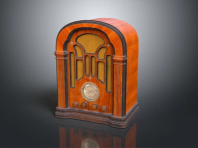 Vintage Wooden Radio Speaker With Curved Design Classic Grille And Retro Appearance 3d model