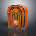 Vintage Wooden Radio Speaker With Curved Design Classic Grille And Retro Appearance