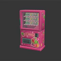 Pink Commercial Candy Vending Machine With Fruit Graphics And Automatic Dispensing Function 3d model