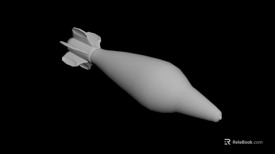 White Bomb Like Missile Shaped 3D Model With Black Background Rendering 3d model