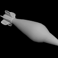 White Bomb Like Missile Shaped 3D Model With Black Background Rendering 3d model