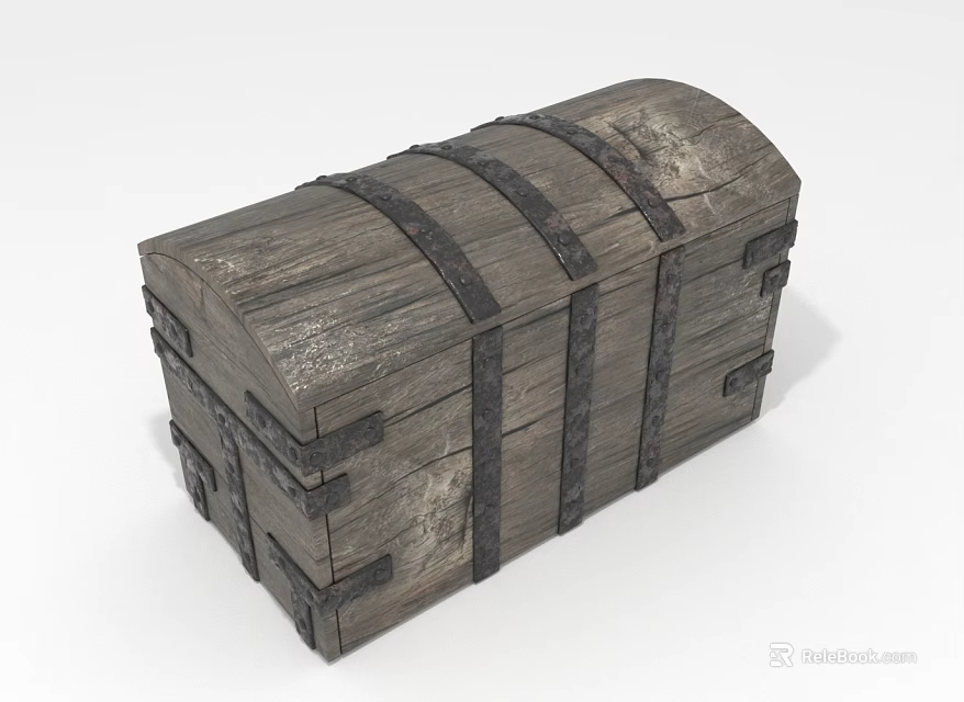 Vintage Wooden Chest With Rustic Texture And Metal Straps Design 3d model 