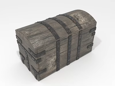 Vintage Wooden Chest With Rustic Texture And Metal Straps Design 3d model