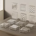 Modern Partition Interior Design With Transparent Acrylic Panels And Geometric Patterns 3d model