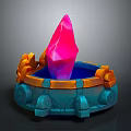 Elegant Decorative Ornament Set with Blue Base Orange Accents and Pink Crystal