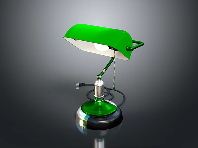 Green Table Lamp Lighting Combination with Adjustable Arm and Metal Base 3d model