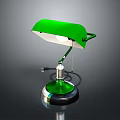 Green Table Lamp Lighting Combination with Adjustable Arm and Metal Base