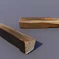 Two Pieces of Dark and Light Colored Natural Wood with Visible Grain on Gray Background