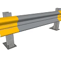 Safety Guardrail With Gray Main Body Yellow Ends And Metal Support Brackets