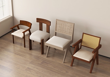 Middle Style Dining Chair Single Chair 3d model