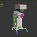 Beige Industrial Machine with Square Feeding Hopper Red Yellow Buttons and Wheels